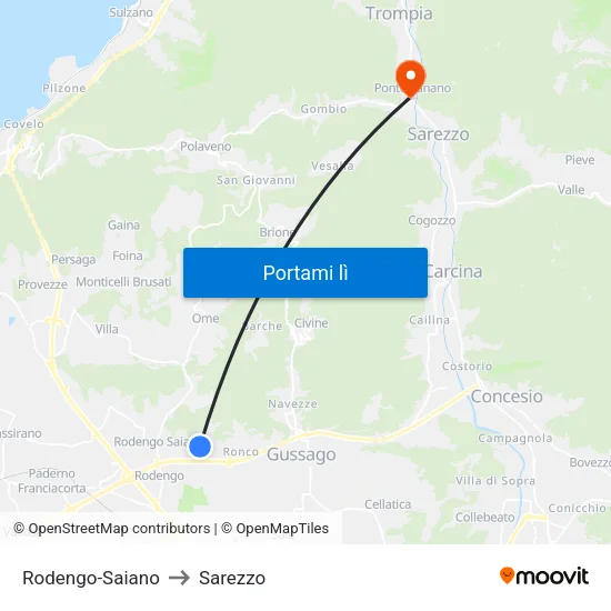 Rodengo-Saiano to Sarezzo map