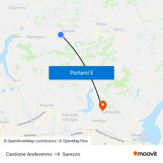 Castione Andevenno to Sarezzo map