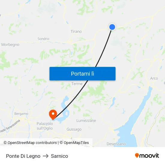 Ponte Di Legno to Sarnico map