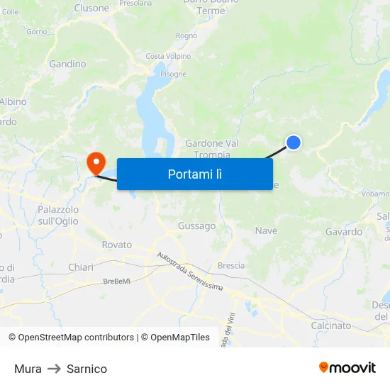 Mura to Sarnico map