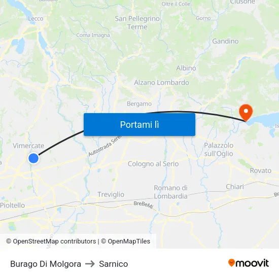 Burago Di Molgora to Sarnico map