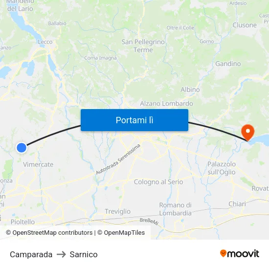 Camparada to Sarnico map