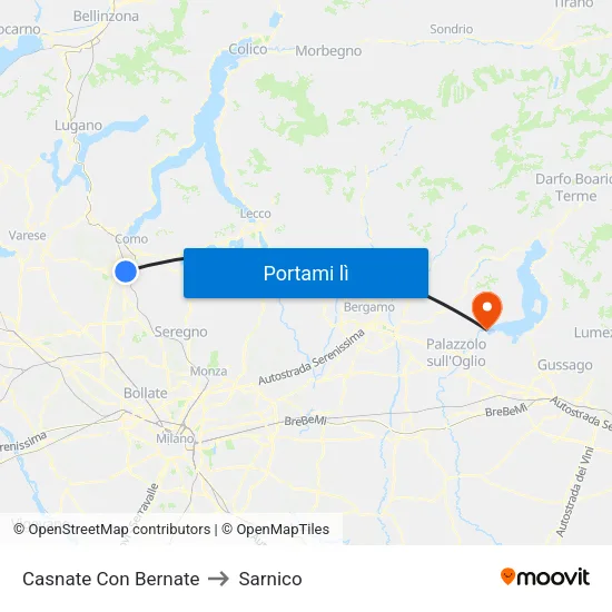 Casnate Con Bernate to Sarnico map