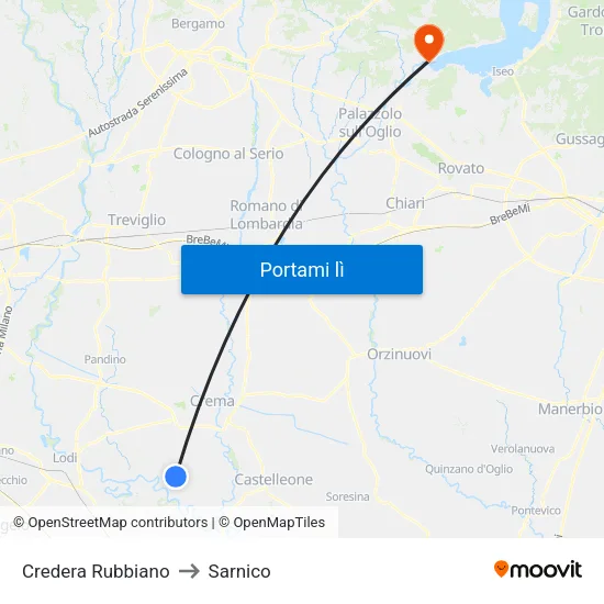 Credera Rubbiano to Sarnico map