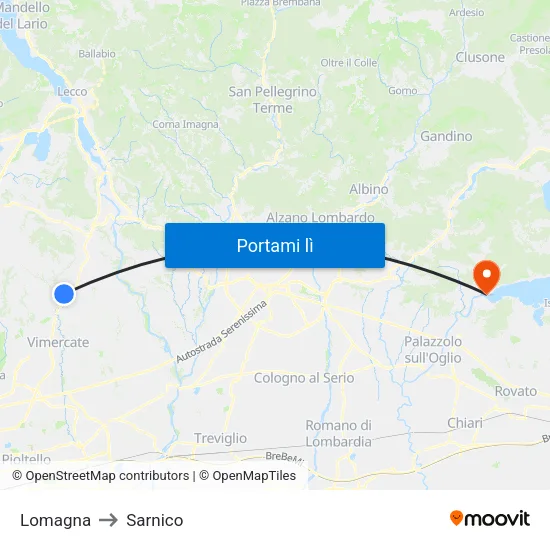 Lomagna to Sarnico map
