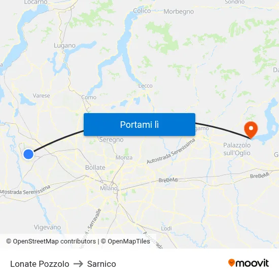 Lonate Pozzolo to Sarnico map