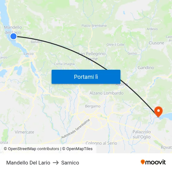 Mandello Del Lario to Sarnico map