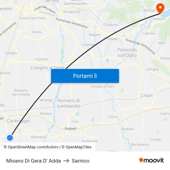 Misano Di Gera D' Adda to Sarnico map
