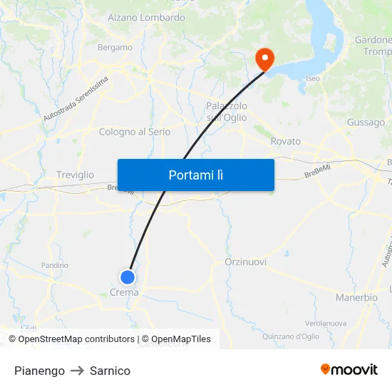 Pianengo to Sarnico map