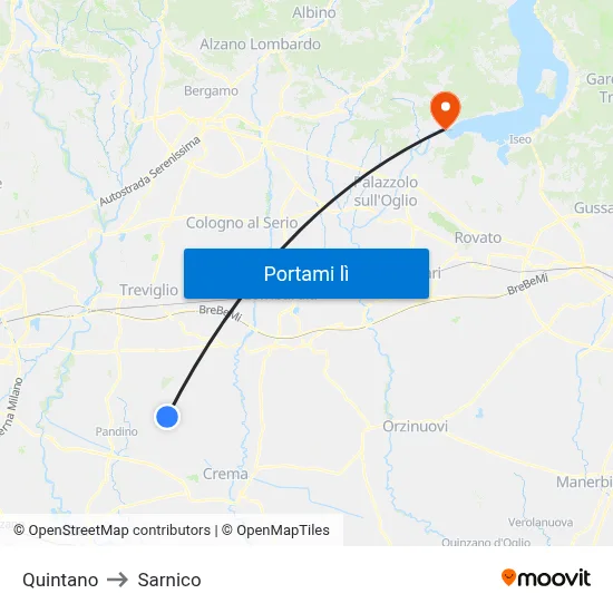 Quintano to Sarnico map