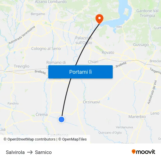 Salvirola to Sarnico map