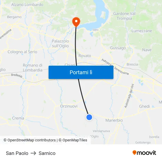 San Paolo to Sarnico map