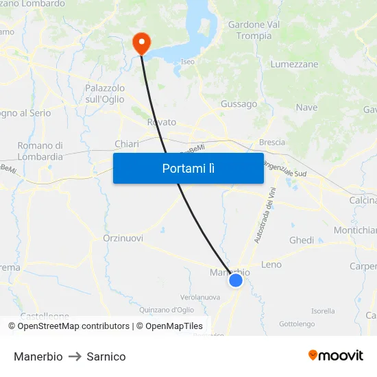 Manerbio to Sarnico map