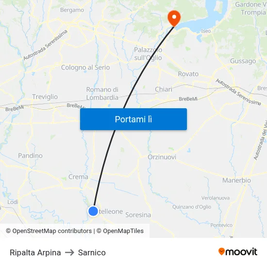 Ripalta Arpina to Sarnico map