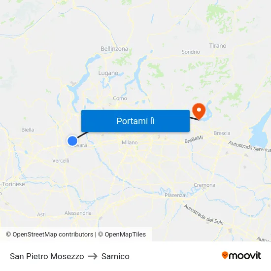 San Pietro Mosezzo to Sarnico map