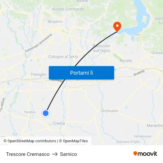 Trescore Cremasco to Sarnico map
