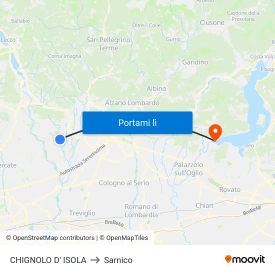 CHIGNOLO D' ISOLA to Sarnico map