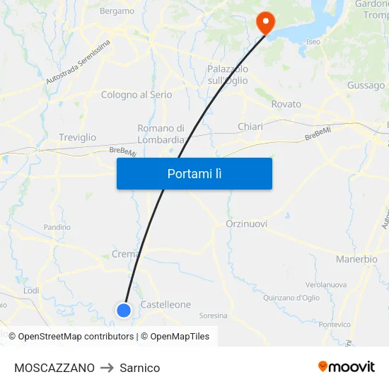 MOSCAZZANO to Sarnico map