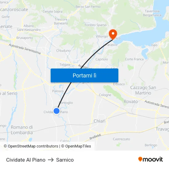 Cividate Al Piano to Sarnico map