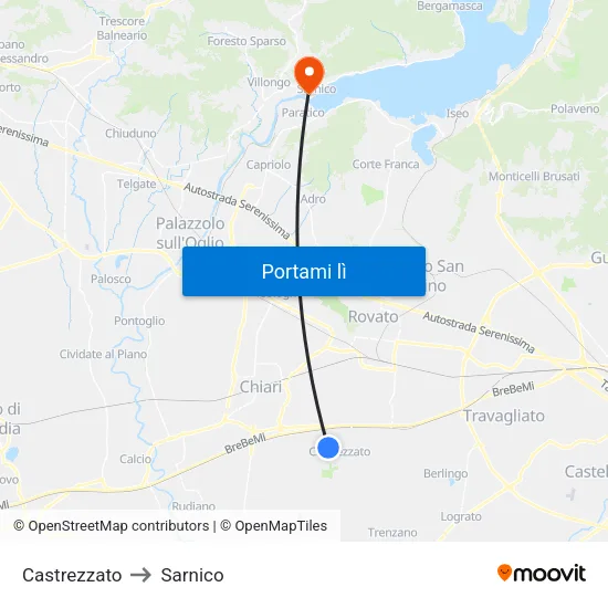 Castrezzato to Sarnico map