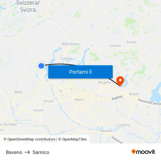 Baveno to Sarnico map