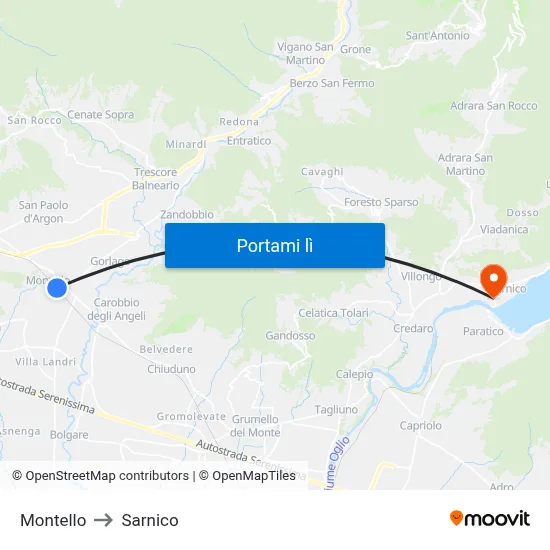 Montello to Sarnico map