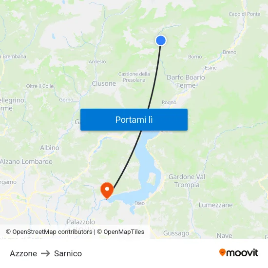 Azzone to Sarnico map