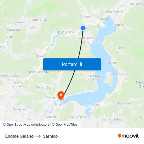 Endine Gaiano to Sarnico map