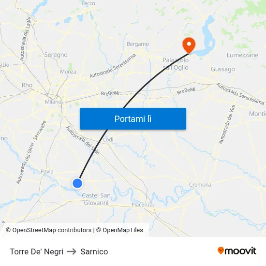 Torre De' Negri to Sarnico map