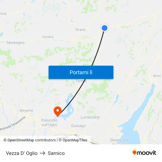 Vezza D' Oglio to Sarnico map