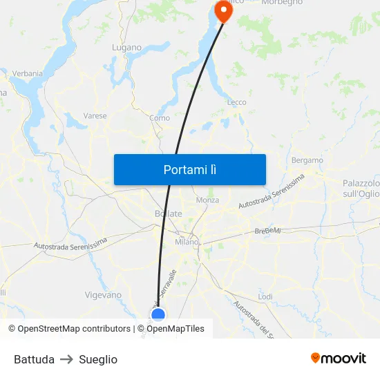 Battuda to Sueglio map