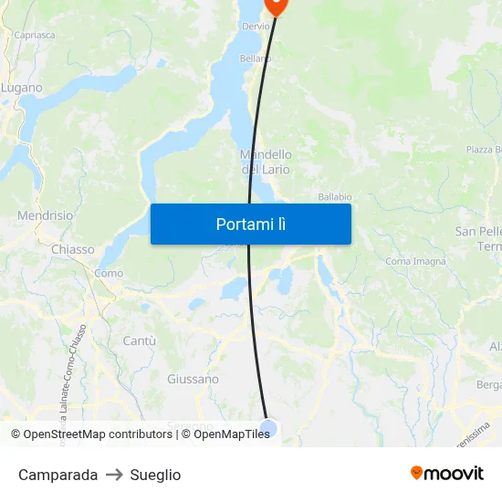 Camparada to Sueglio map