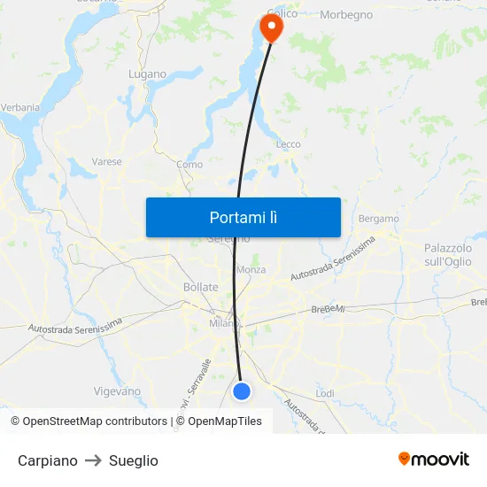 Carpiano to Sueglio map