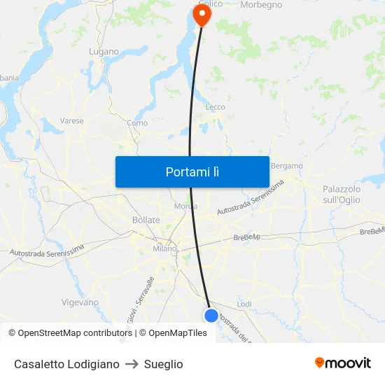 Casaletto Lodigiano to Sueglio map