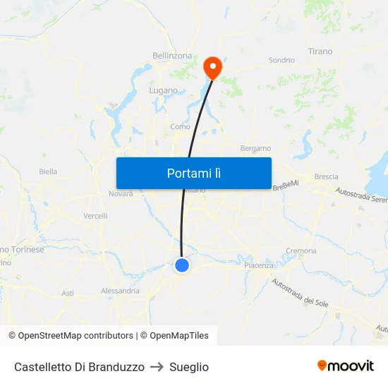 Castelletto Di Branduzzo to Sueglio map