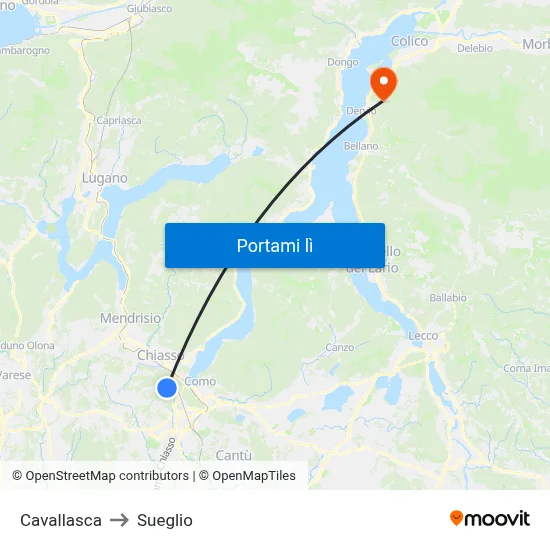 Cavallasca to Sueglio map