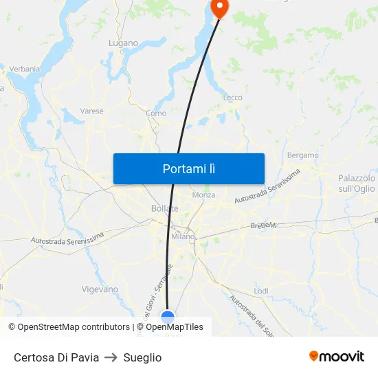 Certosa Di Pavia to Sueglio map