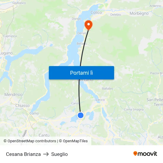 Cesana Brianza to Sueglio map