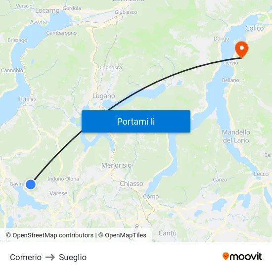 Comerio to Sueglio map