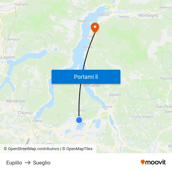 Eupilio to Sueglio map