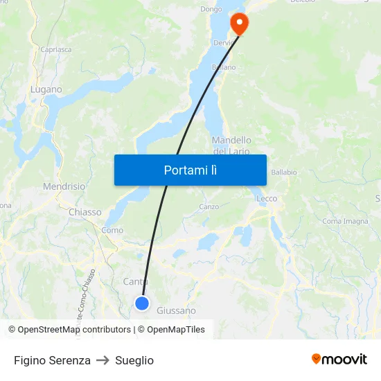 Figino Serenza to Sueglio map