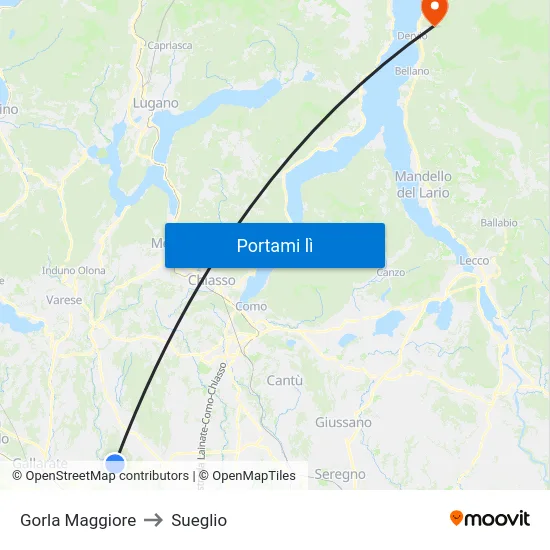 Gorla Maggiore to Sueglio map