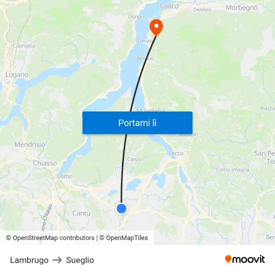 Lambrugo to Sueglio map