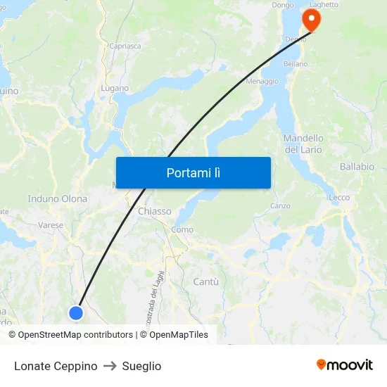 Lonate Ceppino to Sueglio map