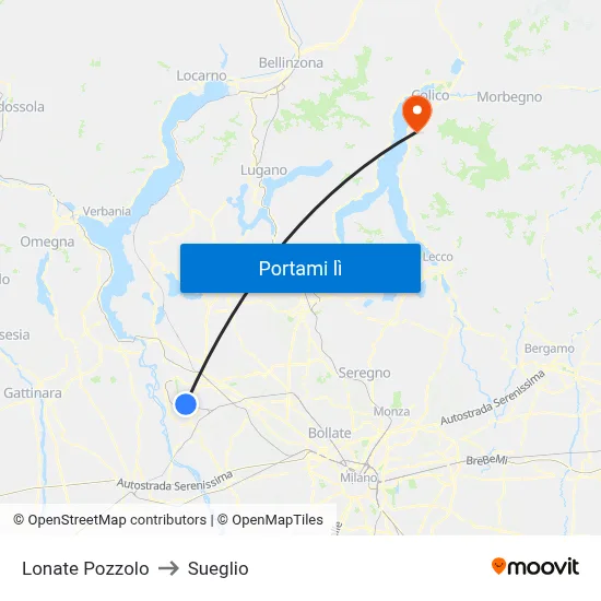 Lonate Pozzolo to Sueglio map