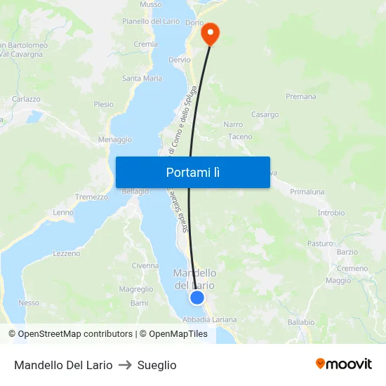 Mandello Del Lario to Sueglio map