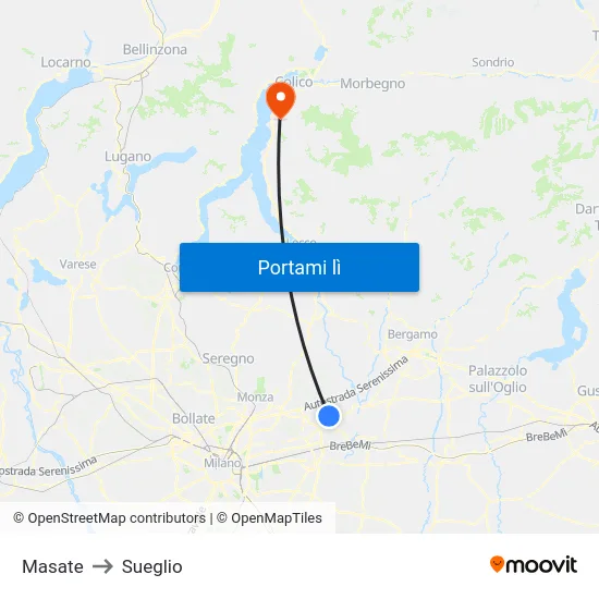 Masate to Sueglio map