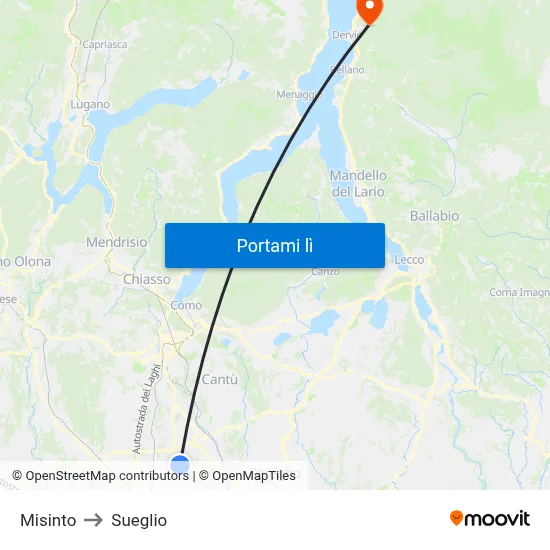 Misinto to Sueglio map