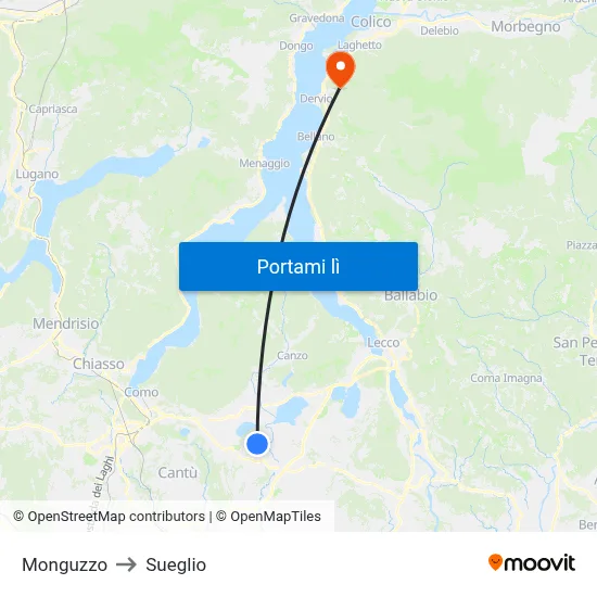 Monguzzo to Sueglio map