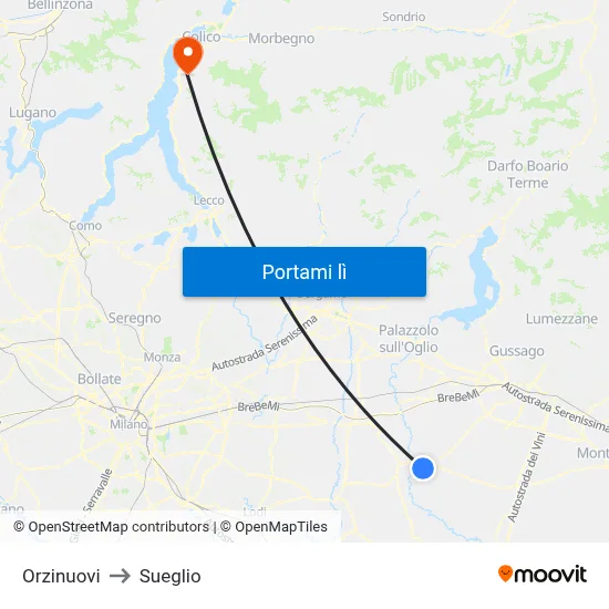 Orzinuovi to Sueglio map